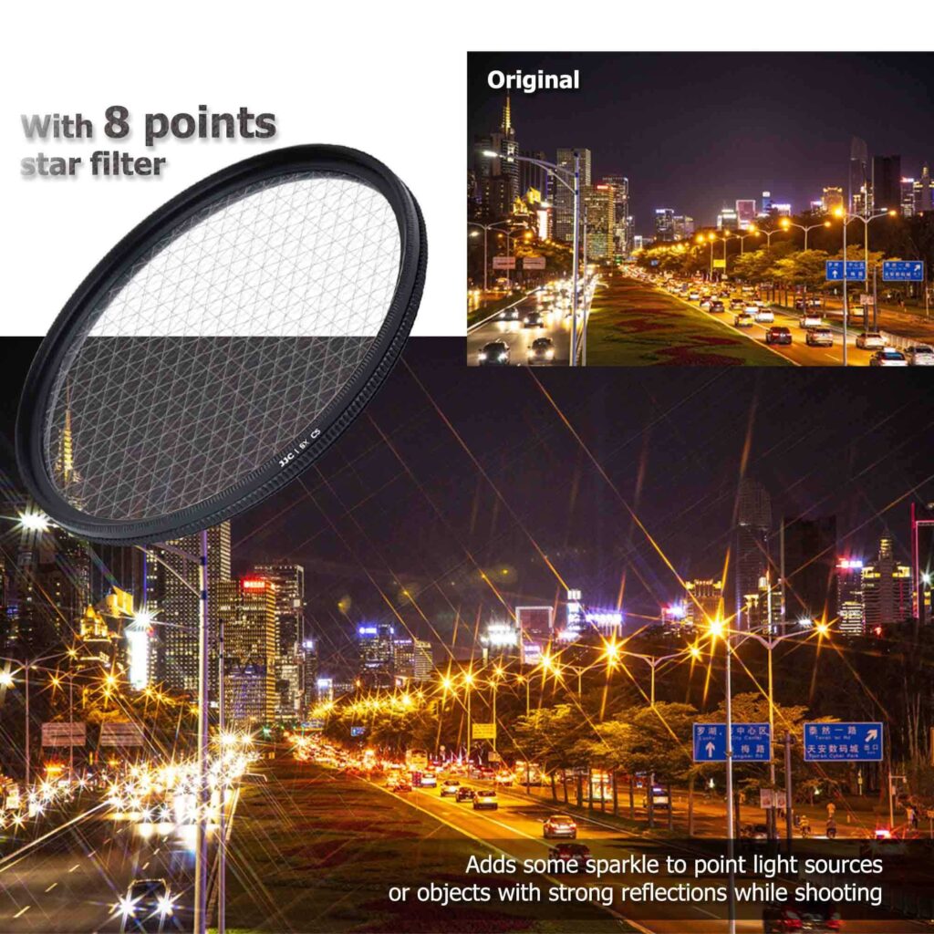 Walking Way 52mm Star Filter - Variable 4-8 Point Starburst Effect Filter For Night Photography