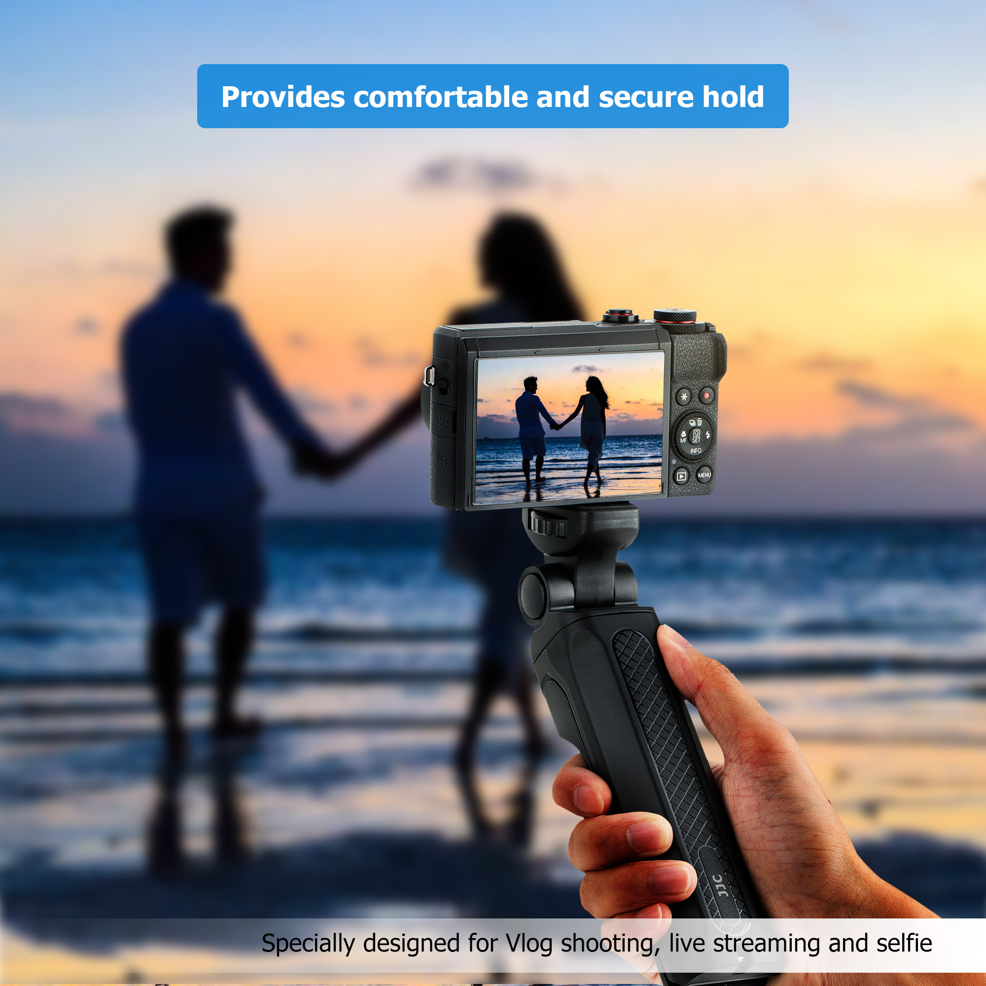 JJC Camera Hand Grip Shooting Handgrip Table Top Stand Tripod Selfie Stick  Handheld Stabilizer for Canon Nikon Sony DSLR Digital Camera Camcorder