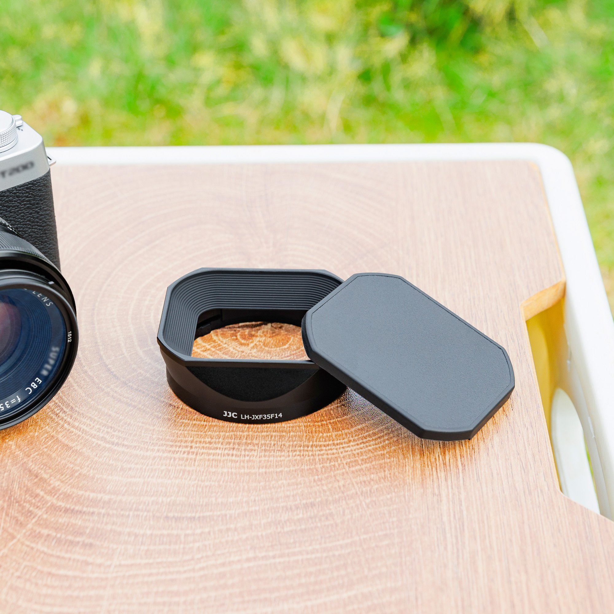 JJC Metal Square Lens Hood Shade for Fuji Fujifilm XF 35mm R Lens,  XF35mm R Lens Hood, with Protective Lens Hood Cap