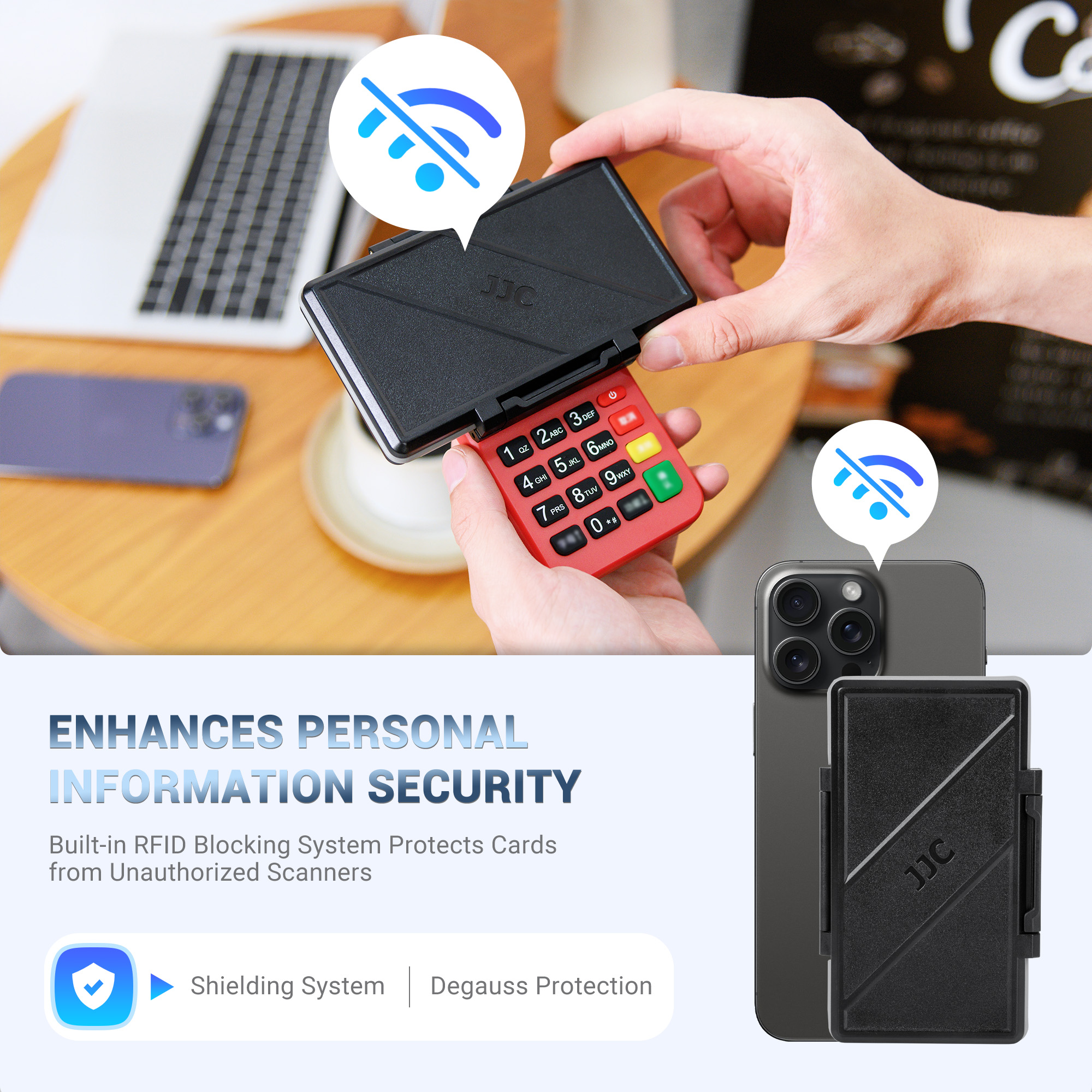 JJC Credit Card Protector Case RFID Blocking for Men,Water-Resistant &  Crush-Resistant,Credit Card Holder Case Wallet  JJCFOTO