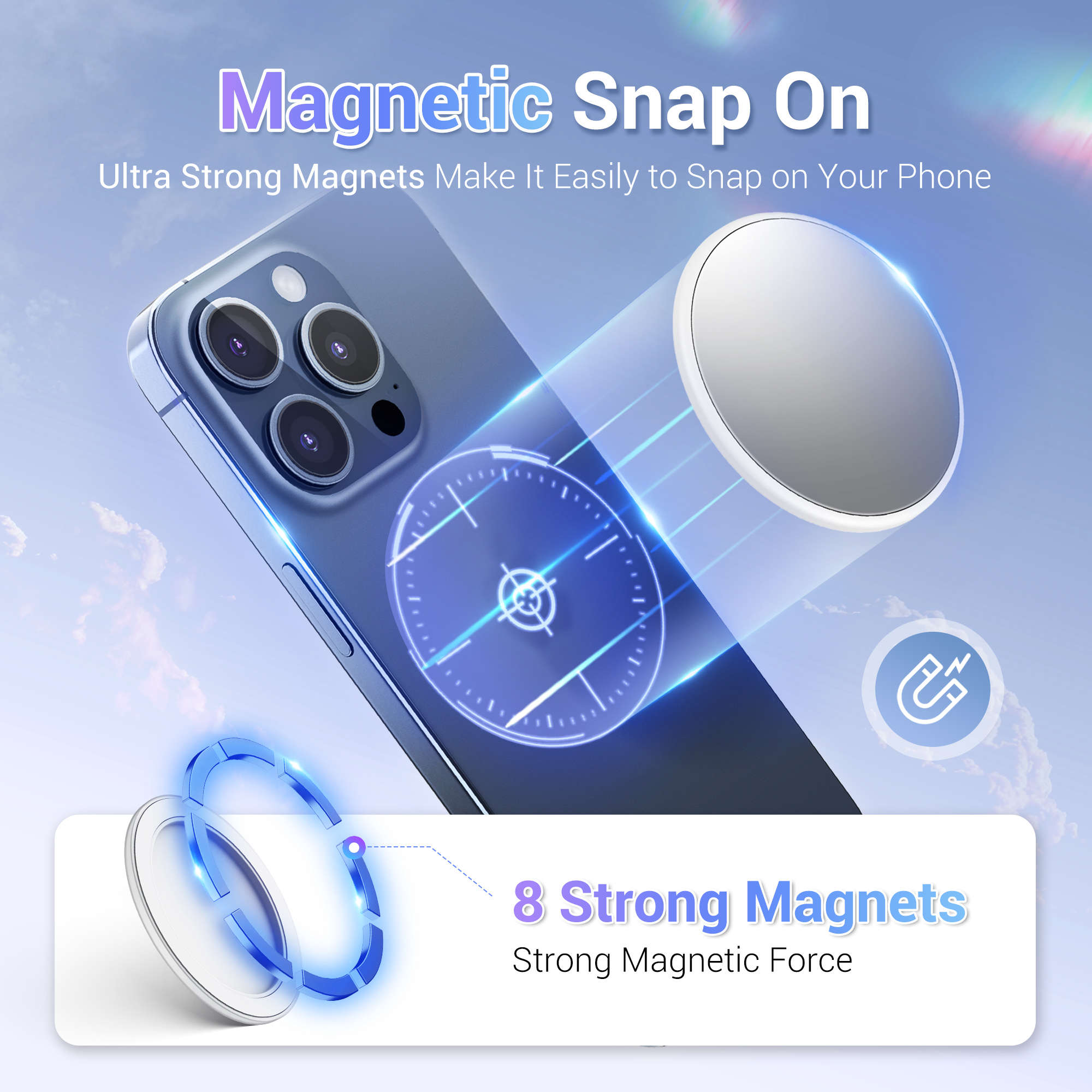 POWERLAND Magnetischer Handy-Selfie-Spiegel Für IPhone 16 15 14 13 Pro Max Plus MAGNETISCH Hüllen, Selfie Monitor Bildschirm Spiegel, Konvexer Weitwinkelspiegel Für Vlogging/Videoaufnahmen