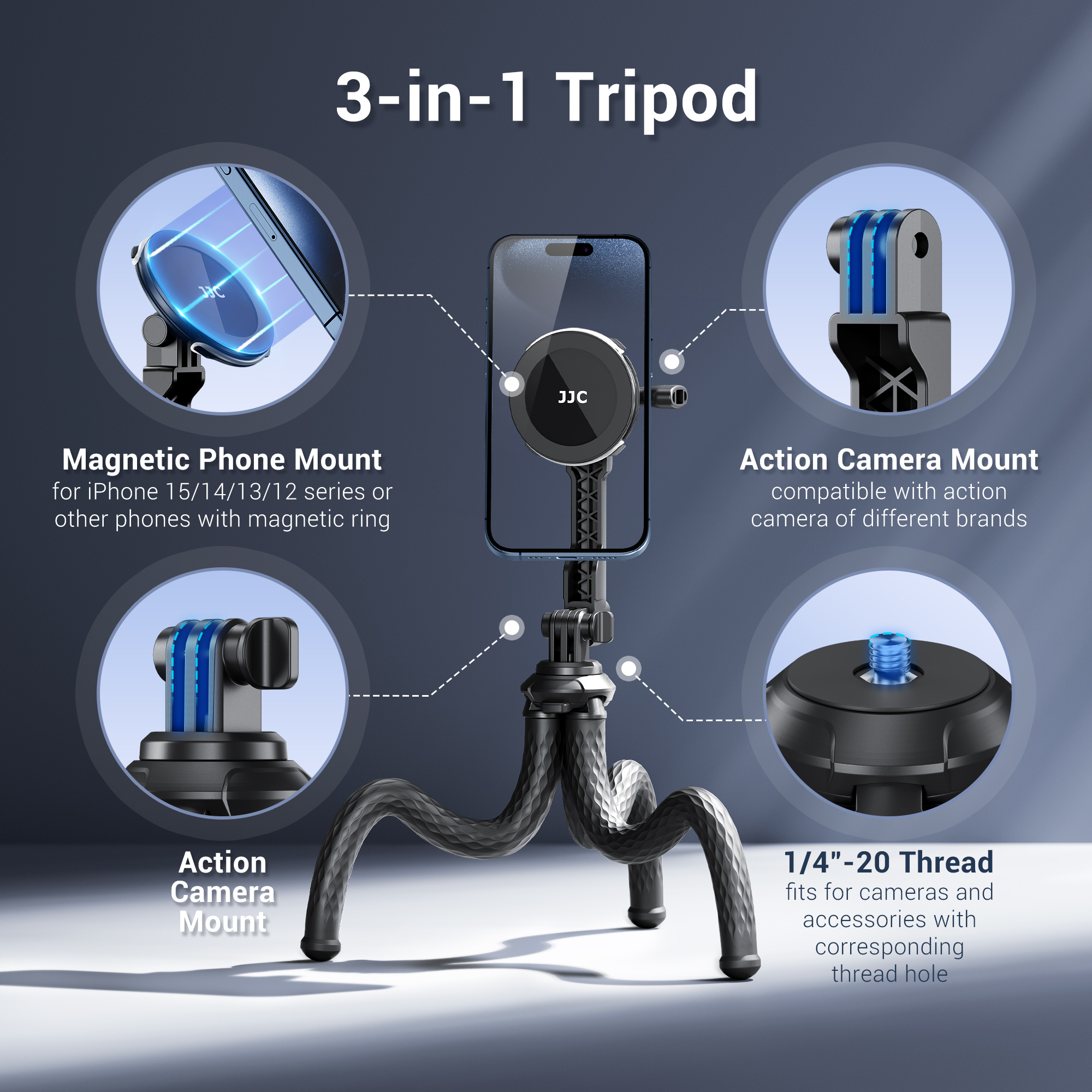 Jjc Iphone 11 Camera Grip JJC Flexible Tripod For IPhone With Mag - Main Image