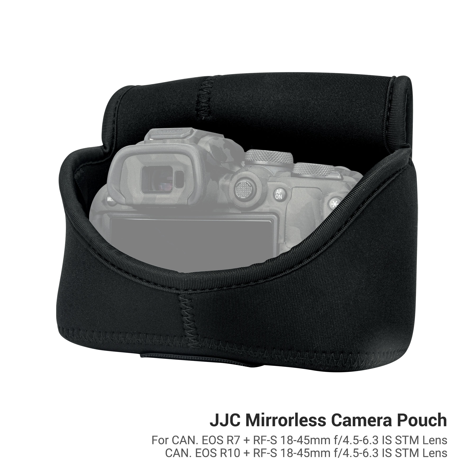 Etui Jjc Neoprene Canon Eos R7 R10 18 45mm Protection Étui Néoprène JJC Pour Canon EOS R7 & R10 Avec Objectif RF-S 18-45mm - Noir, Protection Souple Étui Néoprène Canon EOS R7