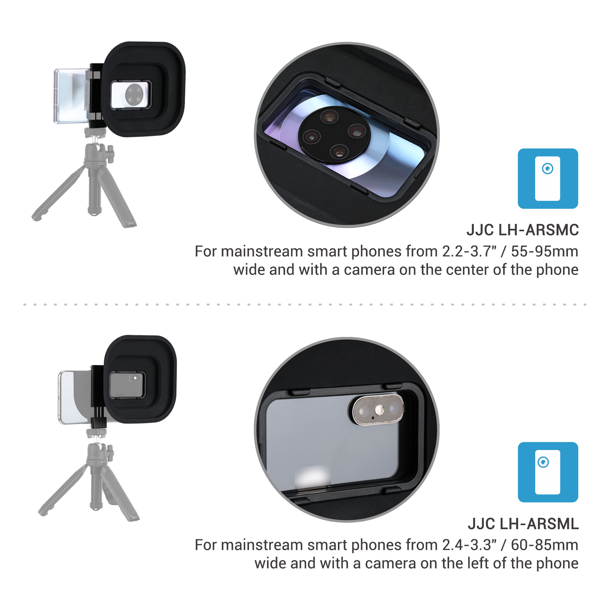 JJC Cellphone Lens Hood for iPhone 13 12 11 XS XR and Other Moblie Phones  with Left-mounted Camera (Width 60-85mm)