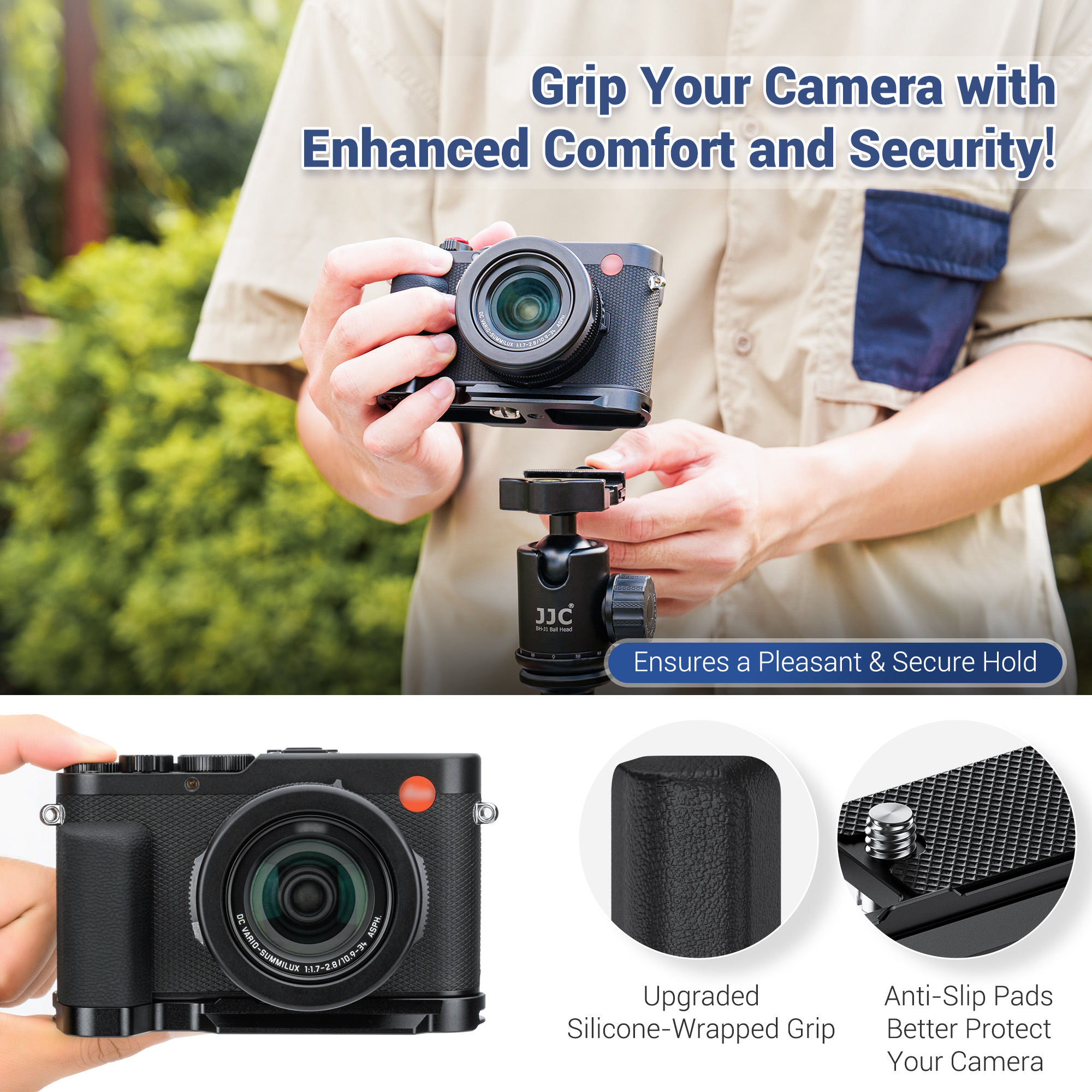 JJC DSLR Camera Handriem met Arca Type Plaat voor Can. EOS 6D 5D 7D 2000D 90D 80D Powershot SX70 Rebel T8i T7i Nik. D750 D780 D850 D7500 D7200 D5600 Coolpix P1000 (ROOD