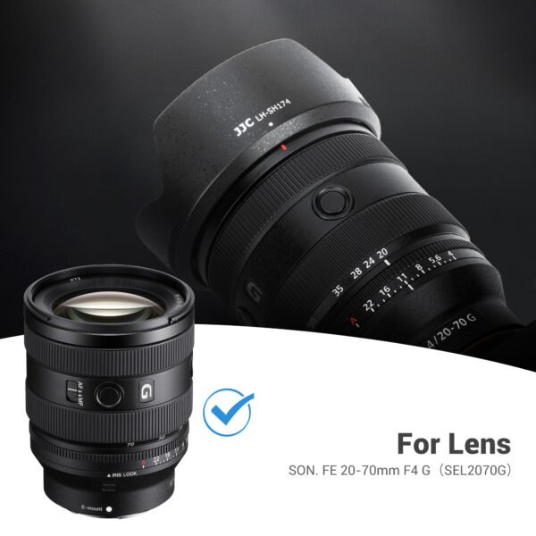 JJC Bayonet ALC-SH174 Lens Hood for Sony FE 20-70mm F4 G（SEL2070G），Replaces for Sony ALC-SH174 Lens Hood - Image 2