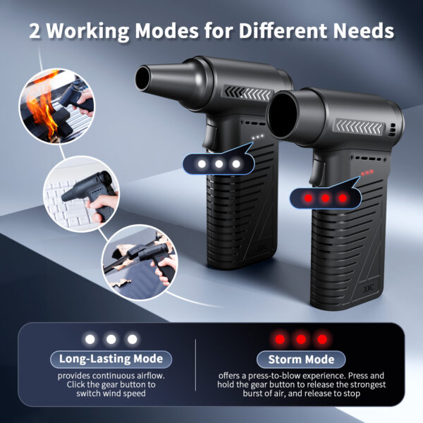 JJC Electric Compressed Air Duster for Keyboard Computer Camera Clean - Image 3