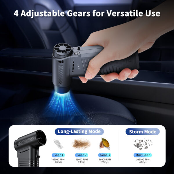 JJC Electric Compressed Air Duster for Keyboard Computer Camera Clean - Image 4