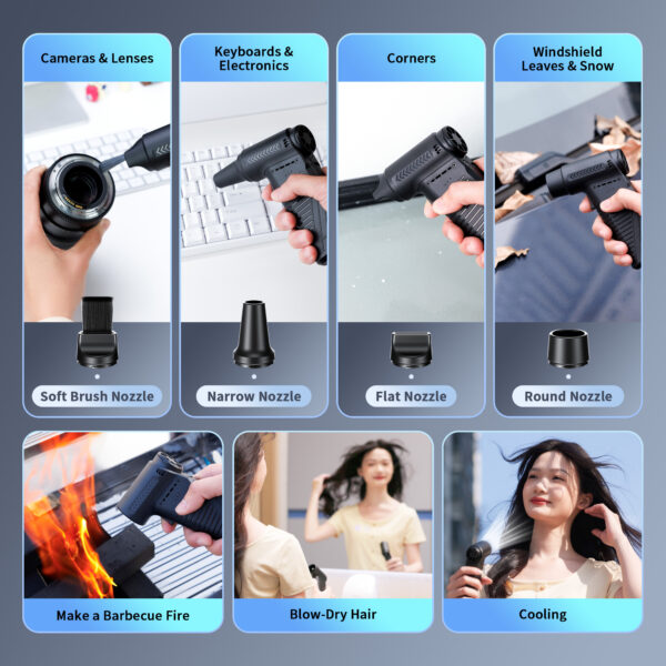 JJC Electric Compressed Air Duster for Keyboard Computer Camera Clean - Image 8