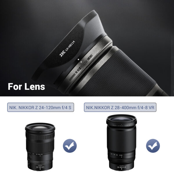 JJC Reversible Lens Hood Shade for Nikon Nikkor Z 24-120mm f/4 S, Nikkor Z 28-400mm f/4-8 VR Lens, Replaces Nikon HB-114 Lens Hood - Image 2