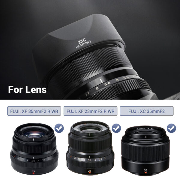 JJC Bayonet Lens Hood Shade for Fuji Fujifilm XF 35mm F2 R WR, XF 23mm F2 R WR, XC 35mm F2 Lenses, XF35mm f2, XF23mm f2, XC35mm Hood, Replaces LH-XF35-2 Lens Hood - Image 2