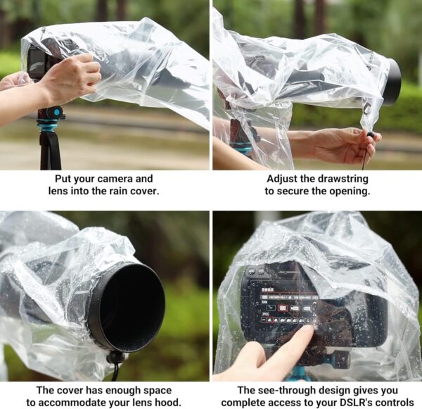 JJC 2Pack Clear Camera Rain Cover for Camera with a Lens up to 18" - Image 6