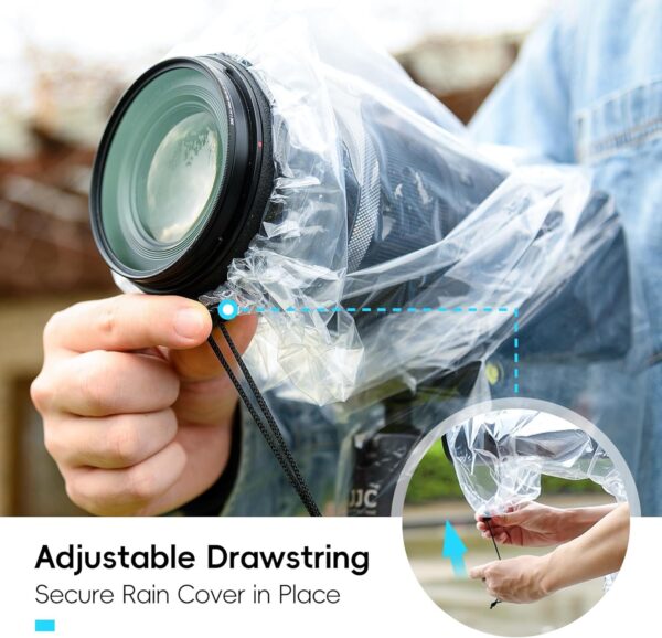 JJC 2Pack Clear Camera Rain Cover for Camera with a Lens up to 18" - Image 4