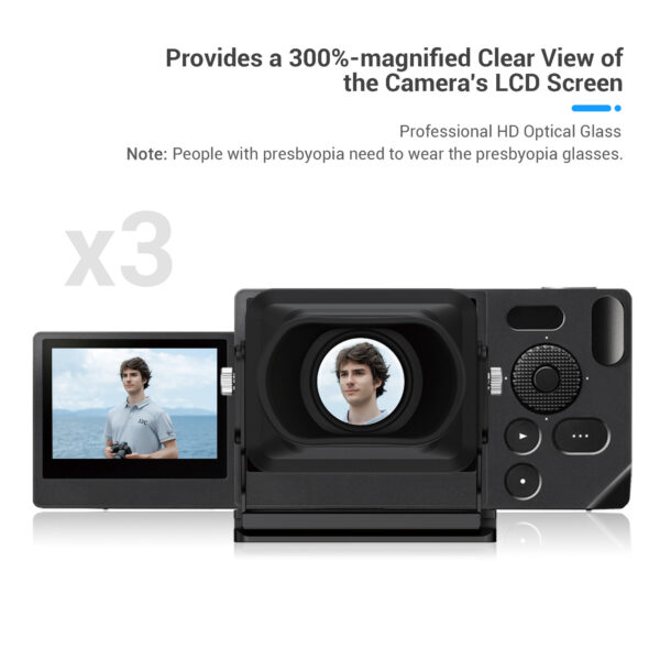 Foldable Camera LCD Viewfinder for Sigma BF, Adjustable 3X Magnification BF Screen Sunshade-Silver - Image 2