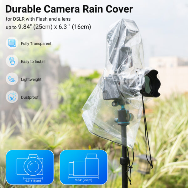 JJC 2 Pack Universal Camera Lens Rain Cover with Flash - Image 2