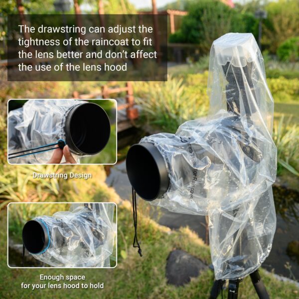 JJC 2Pack Clear Camera Rain Cover for Camera with a flash & a Lens up to 18″ - Image 2