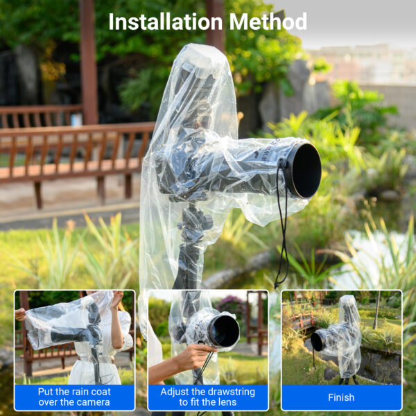 JJC 2Pack Clear Camera Rain Cover for Camera with a flash & a Lens up to 18″ - Image 3