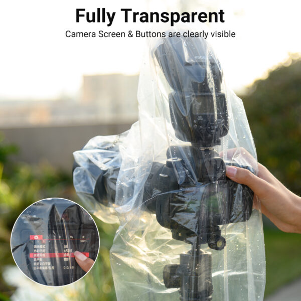 JJC 2Pack Clear Camera Rain Cover for Camera with a flash & a Lens up to 18″ - Image 4