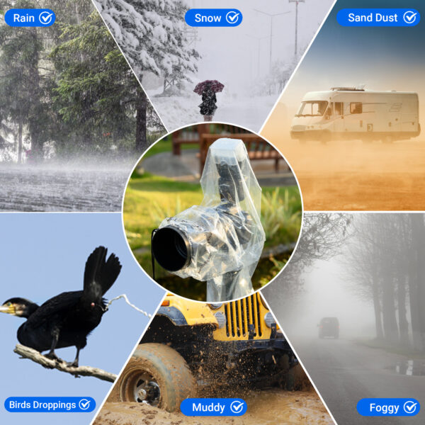 JJC 2Pack Clear Camera Rain Cover for Camera with a flash & a Lens up to 18″ - Image 7