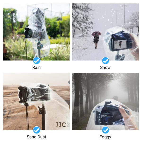 JJC 2 Pack Universal Camera Lens Rain Cover with Flash - Image 6