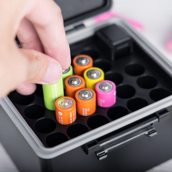 JJC AA Battery Case for 28x AA, AA Battery Storage Case with Detachable Tester,28 Slots AA /14500 holder Organizer Storage for Household Batteries,Water-Resistant and Shockproof - Image 9