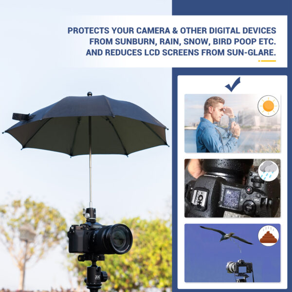3 Level Height Adjustable Camera Hot Shoe Umbrella, Upgrade Rain Umbrella with Cold Shoe Mount - Image 6