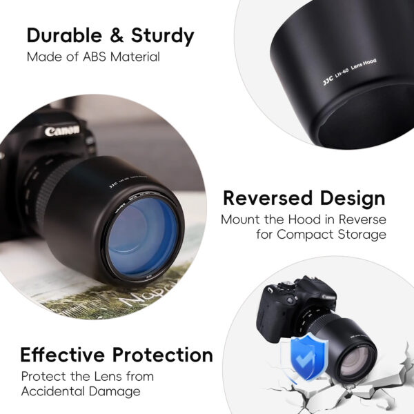 Reversible Lens Hood Shade Protector for Canon EF 75-300mm f/4-5.6 III USM & EF-S 55-250mm f/4-5.6 is II Replaces ET-60 - Image 4