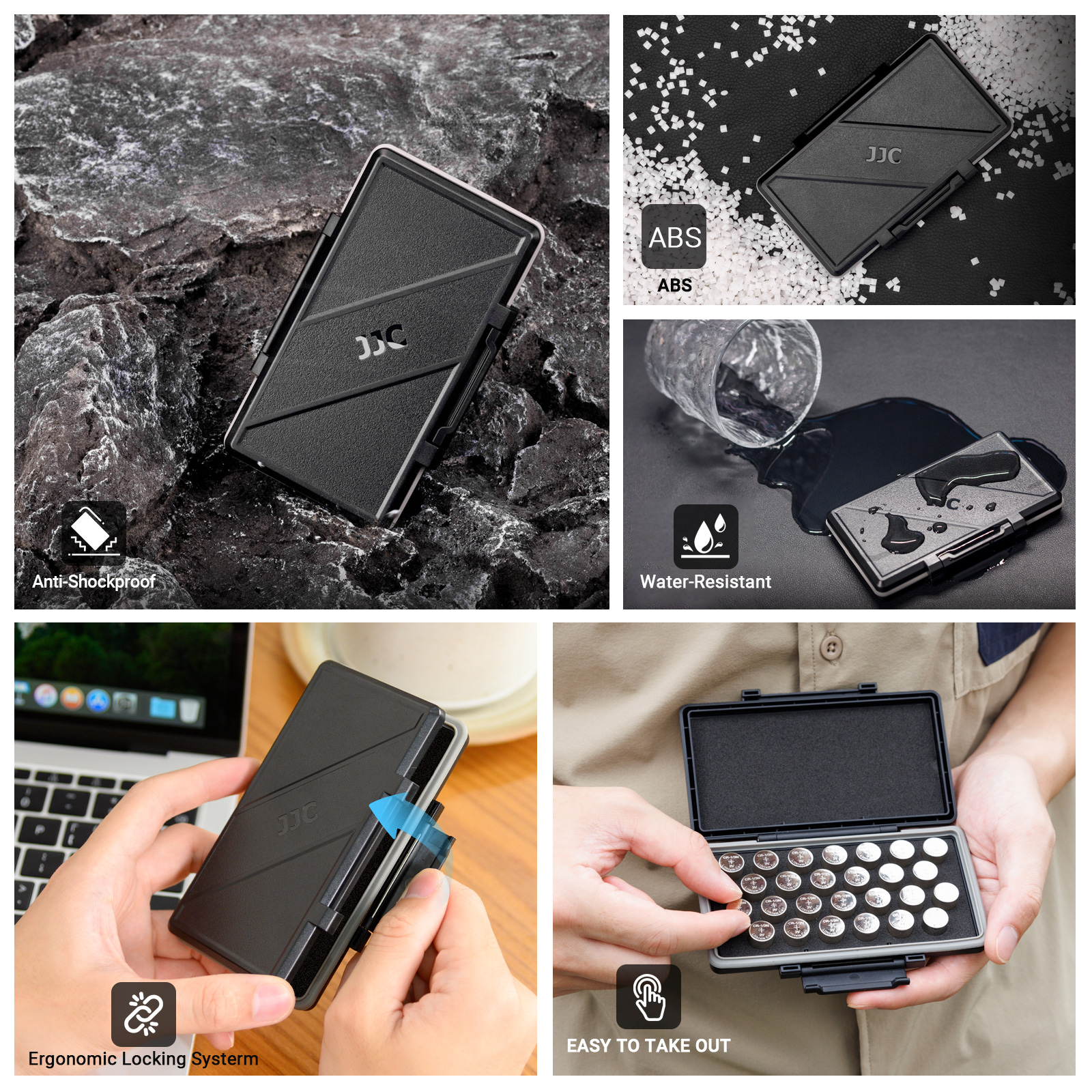 JJC CR1/3N Battery Case Holder Storage,Water-Resistant Anti-Lost,Button Coin Cell Battery Case for 26x CR-1/3n DL1/3N 2L76 Lithium, CR1/3N Battery Container Box- Coin Cell Battery Not Included - Image 2