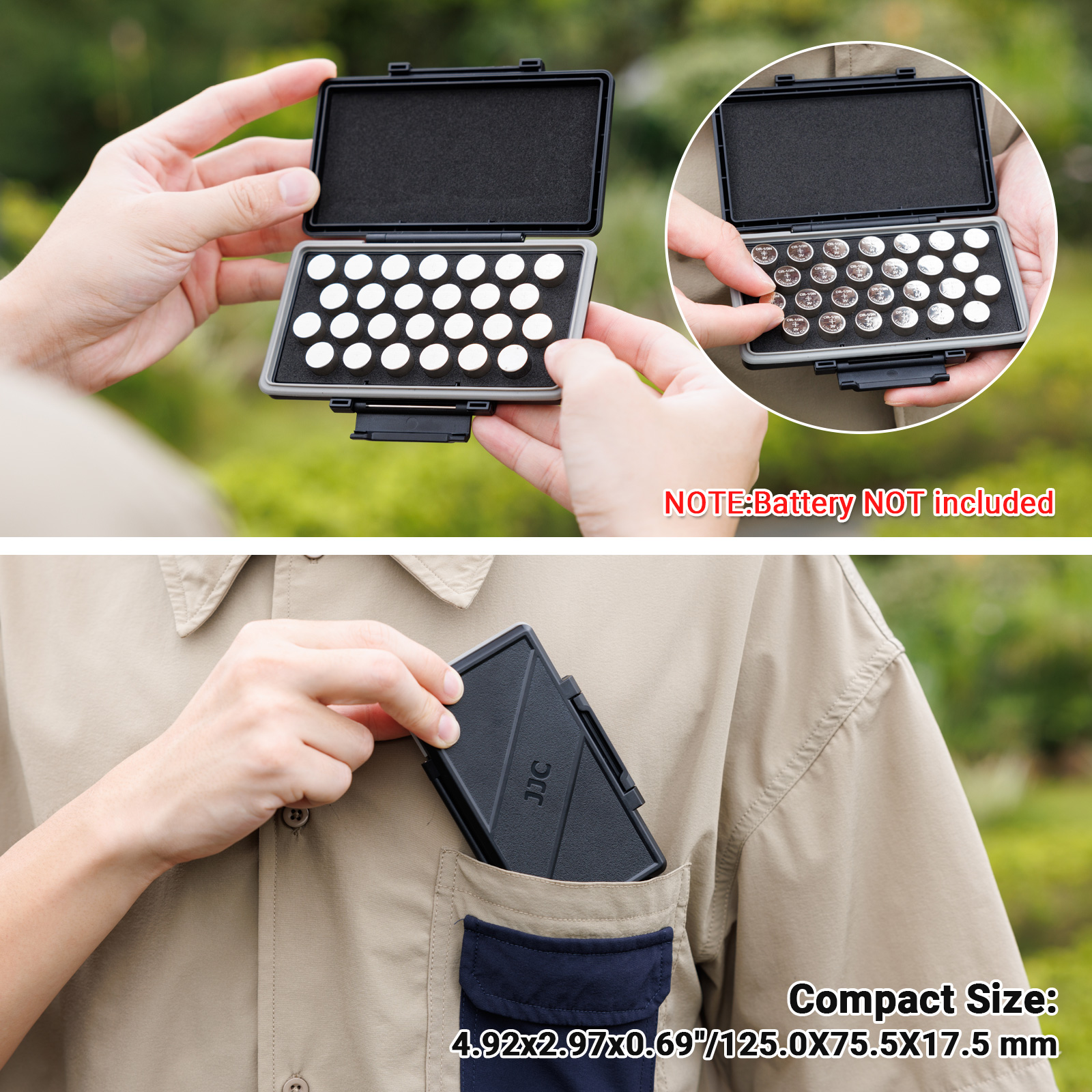 JJC CR1/3N Battery Case Holder Storage,Water-Resistant Anti-Lost,Button Coin Cell Battery Case for 26x CR-1/3n DL1/3N 2L76 Lithium, CR1/3N Battery Container Box- Coin Cell Battery Not Included - Image 5