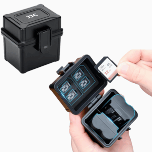 JJC Portable Camera Battery Memory Card Case,Battery Holder Organizer Box for 2x Canon LP-E17 LP-E12 LP-E10 Fuji NP-W126 NP-W235 Nikon EN-EL14A EN-EL25 Sony NP-FZ100 NP-FW50 DMW-BLG10 Battery and More