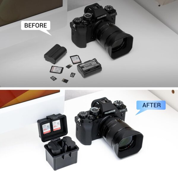JJC Portable Camera Battery Memory Card Case,Battery Holder Organizer Box for 2x Canon LP-E17 LP-E12 LP-E10 Fuji NP-W126 NP-W235 Nikon EN-EL14A EN-EL25 Sony NP-FZ100 NP-FW50 DMW-BLG10 Battery and More - Image 3