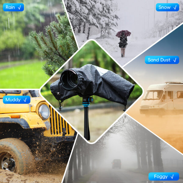 Professional Waterproof Camera Rain Cover Rain Coat for Canon Nikon Sony Fujifilm and More - BLACK - Image 5