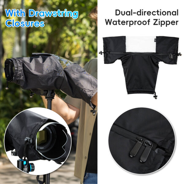 Professional Waterproof Camera Rain Cover Rain Coat for Canon Nikon Sony Fujifilm and More - BLACK - Image 4