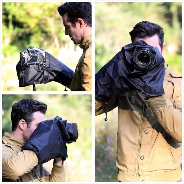 Waterproof DSLR Camera Lens Rain Cover Raincoat Gear Outdoor Dust Sleeve Protector Compatible with Canon EG Eyecup - Image 2
