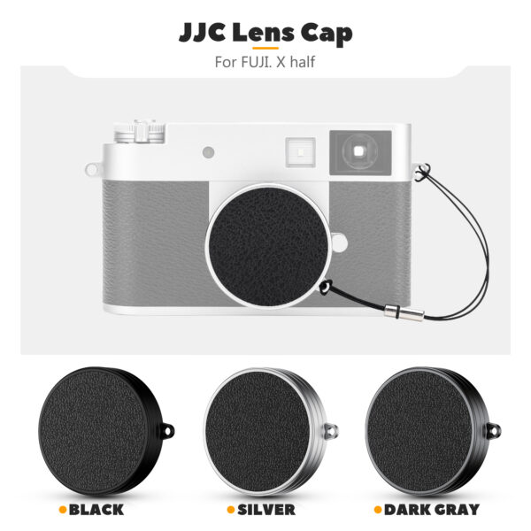 JJC Leather Texture Lens Cap for Fujifilm X Half, Aluminum Anti-Dust Anti-Scratches Lightweight Camera Lens Cover with Soft EVA Interior & Lanyard-Silver - Image 7