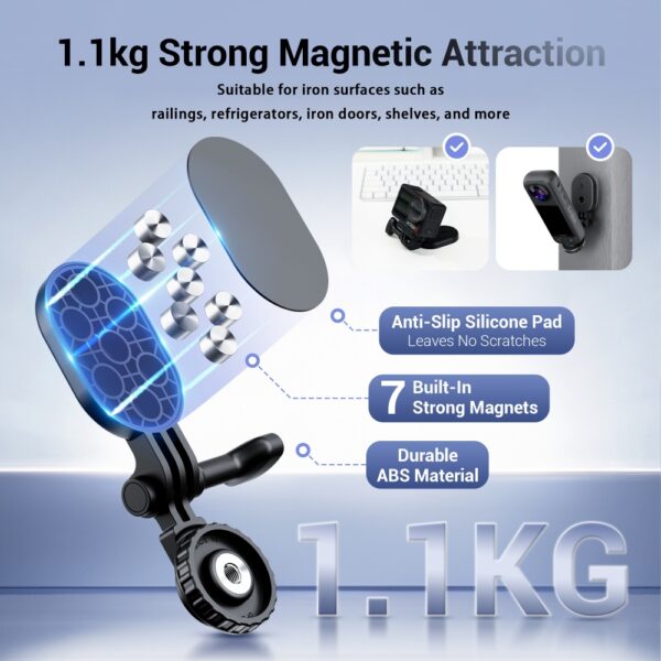 Foldable Magnetic Mount for Action Camera with 1/4" 20 Screw - Image 4