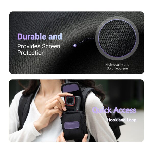Neoprene Mini Action Camera Carrying Case with Shoulder Strap - Image 4