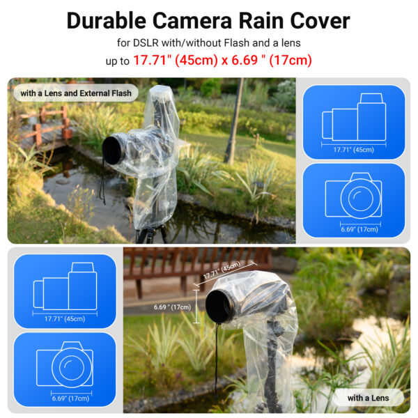 1+1 Camera Lens Rain Cover Raincoat Without/With Flash Style - Image 3