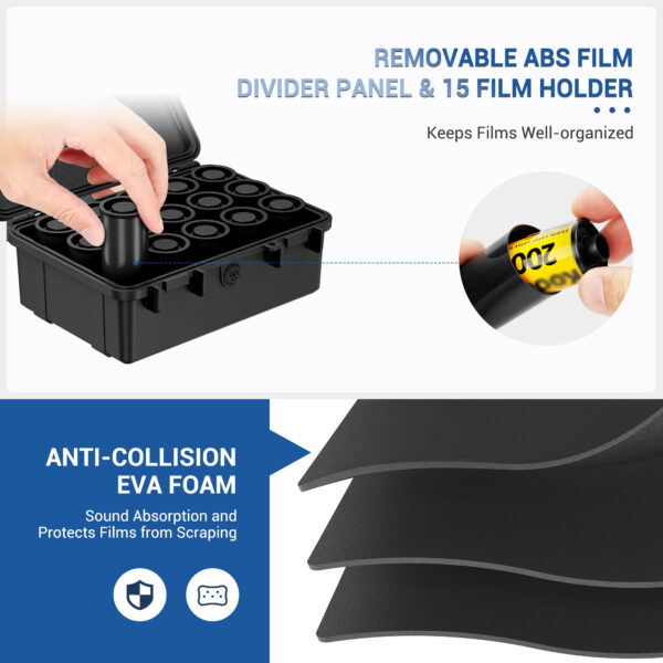 JJC Sturdy Secure 35mm Film Case Canister Holder with 15 Rolls Film Canister - Image 4