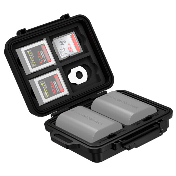 JJC Portable Camera Battery Memory Card Storage Case for 3 SD Card,4 CFexpress Type-BXQD Cards,2 Camera Batteries,Compact Cameras Battery Holder Box for LP-E6 NP-FZ100 NPW235 - Image 2