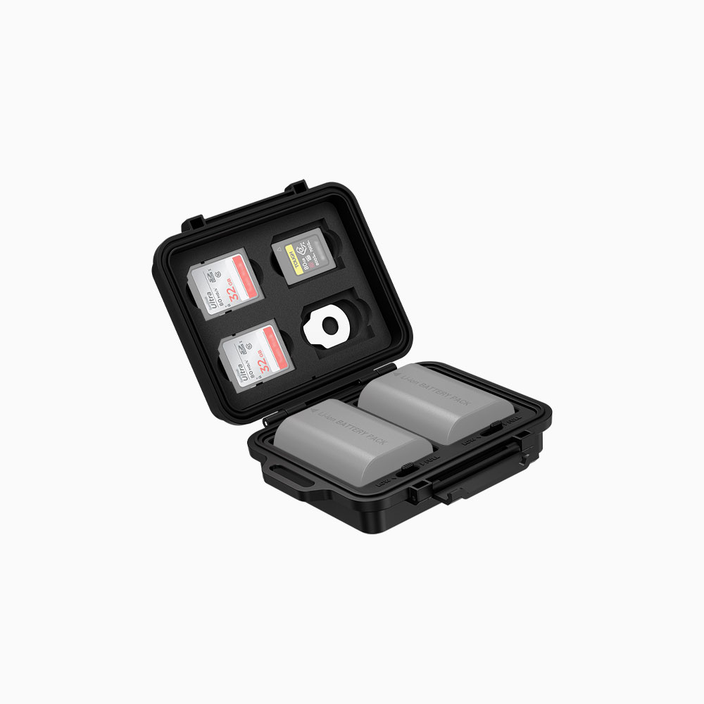 JJC Portable Camera Battery Memory Card Storage Case for 4 SD Card,3 CFexpress Type-A Cards,2 Camera Batteries, Compact Cameras Battery Holder Box for LP-E6 NP-FZ100 NPW235