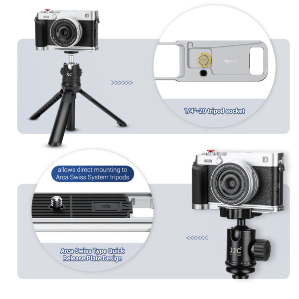 X-E5 Hand Grip Handgrip L-Bracket Holder for Fujifilm Fuji X-E5 XE5 Camera with SD Card Storage Slot &1PCS Red Shutter Release Button- SILVER - Image 6