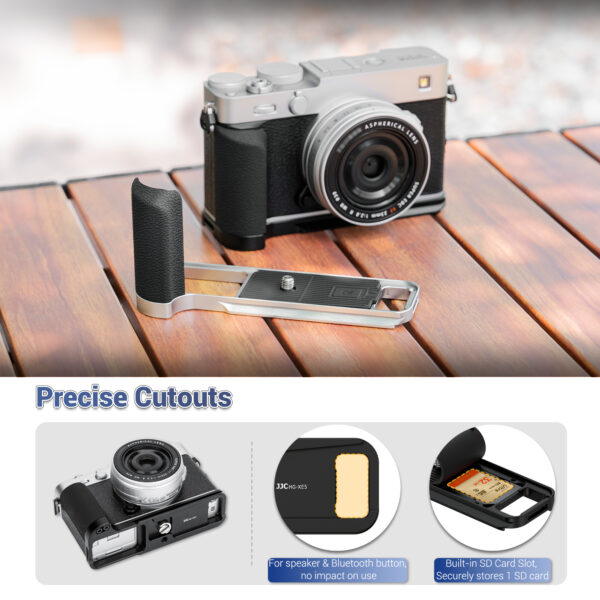 X-E5 Hand Grip Handgrip L-Bracket Holder for Fujifilm Fuji X-E5 XE5 Camera with SD Card Storage Slot &1PCS Red Shutter Release Button- SILVER - Image 4