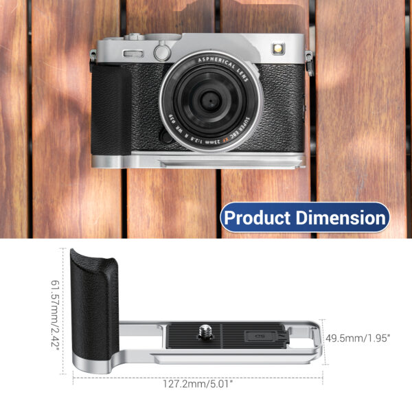 X-E5 Hand Grip Handgrip L-Bracket Holder for Fujifilm Fuji X-E5 XE5 Camera with SD Card Storage Slot &1PCS Red Shutter Release Button- SILVER - Image 5