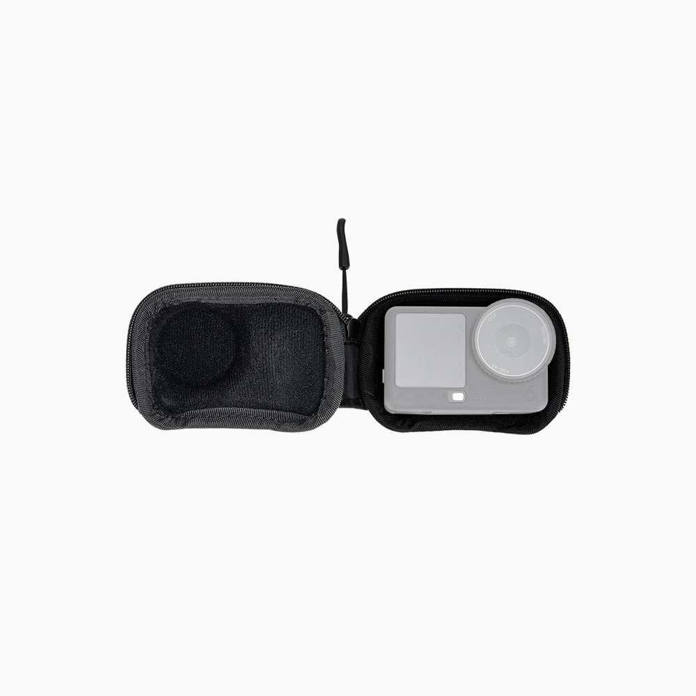 JJC Semi-Open Hard Shell Mini Compact Case for Osmo Action 6 5 Pro 4 3 Xtra Edge Sturdy Durable EVA Velvet Interior Dust Splash Proof Anti-Shock with Carabiner Half Zipper Can Connect Tripod Selfie Stick Black - Image 2