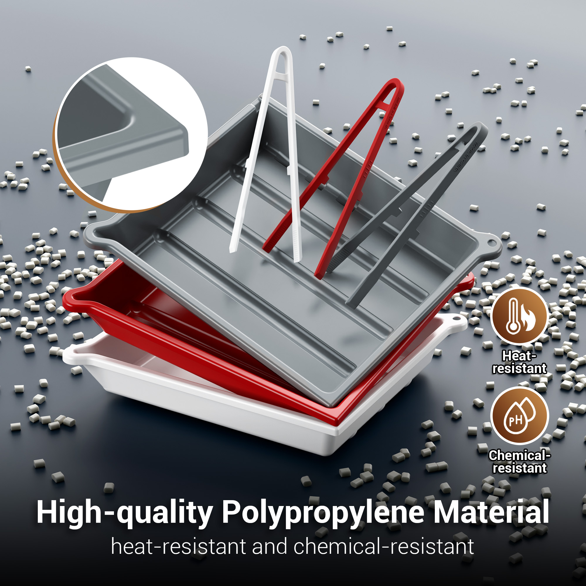 Grey 13x15 Darkroom Print Film Developing Photo Tray with Print Developing Tongs - Image 3