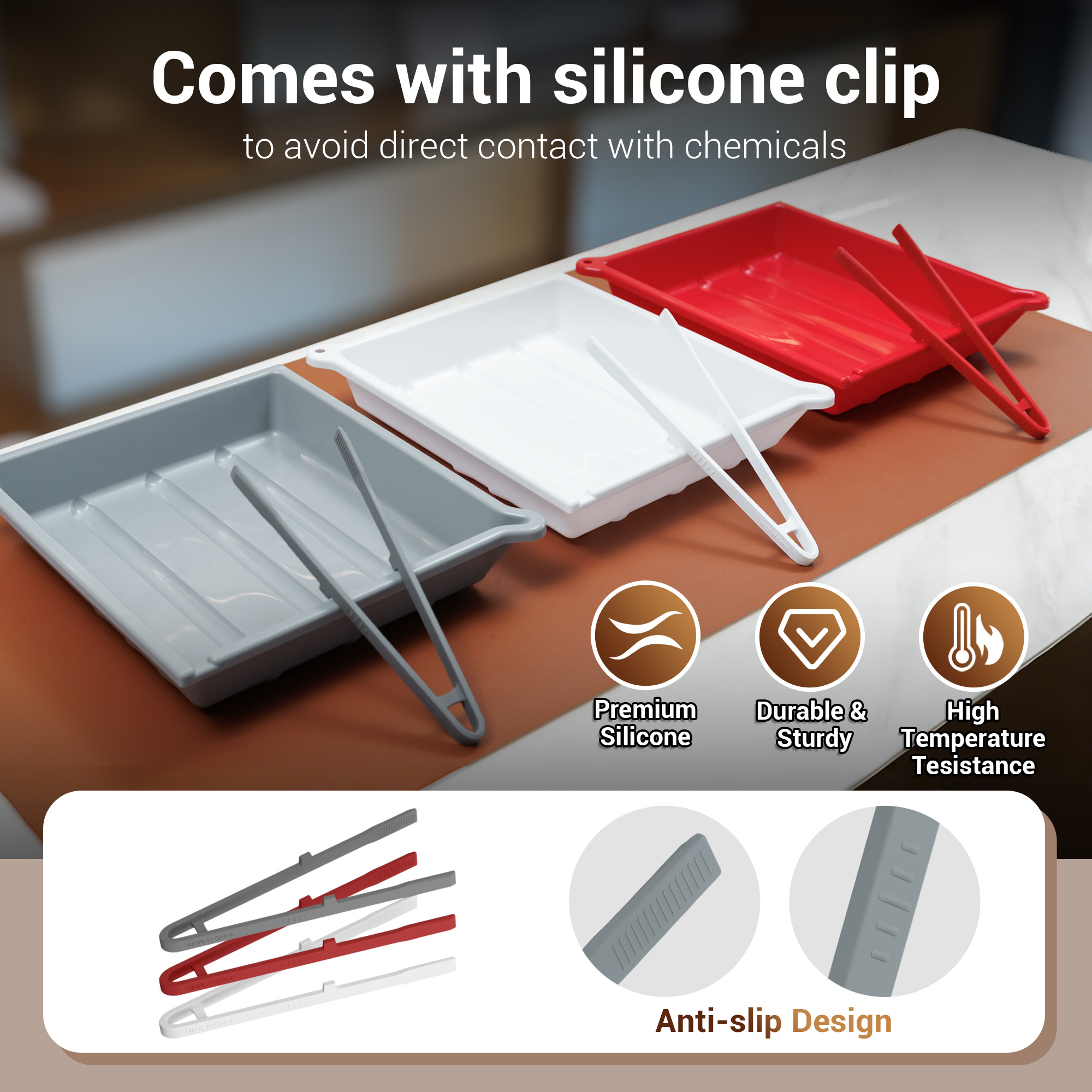 White 13x15 Darkroom Film Developing Tray with Print Developing Tongs - Image 6