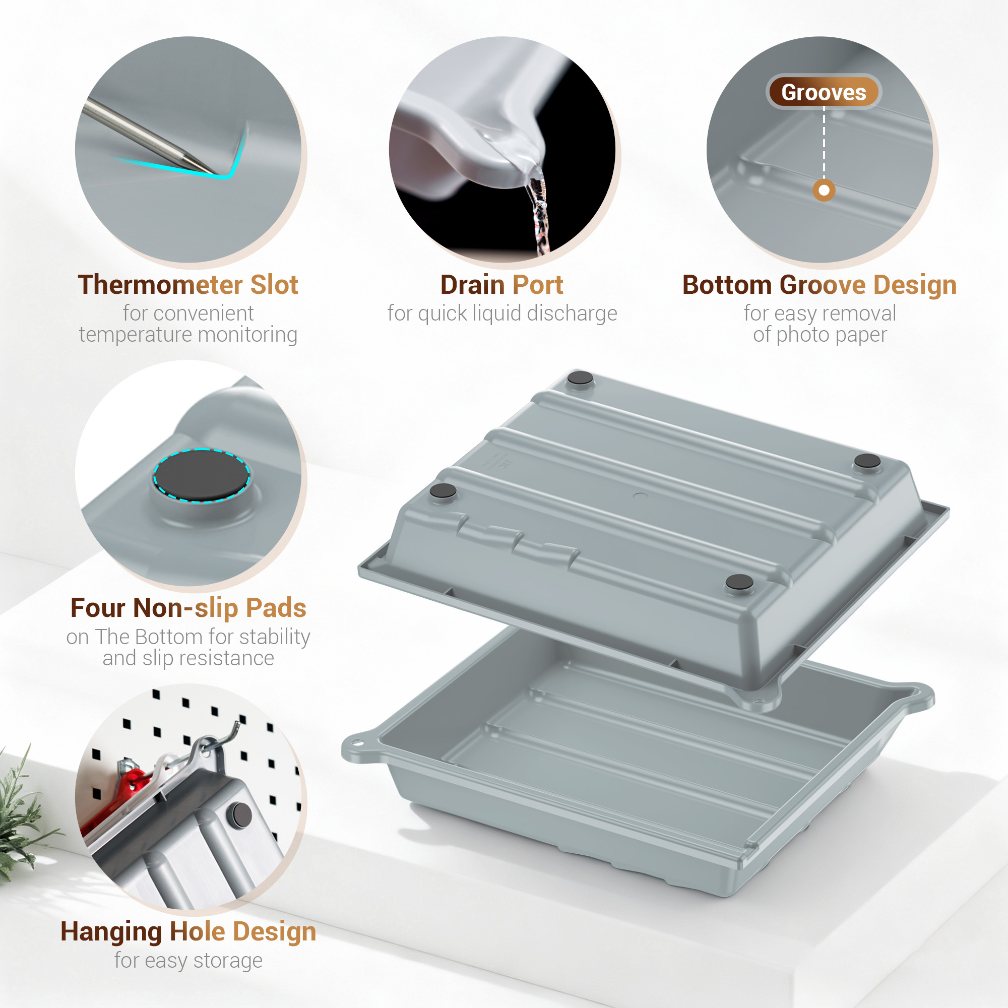 White 13x15 Darkroom Film Developing Tray with Print Developing Tongs - Image 5