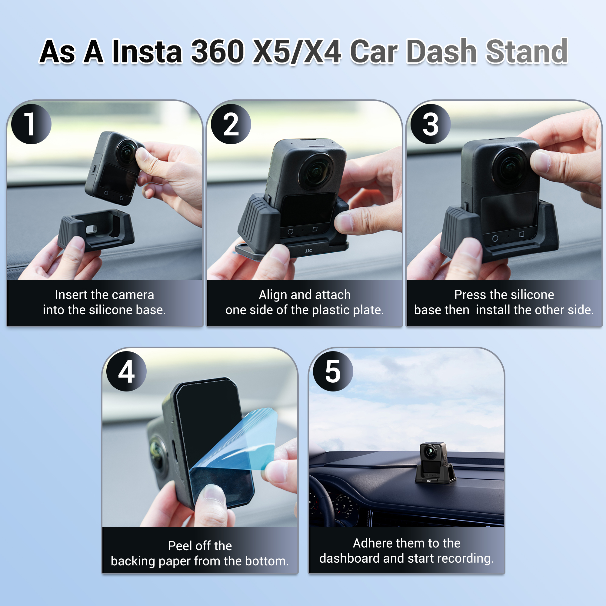 JJC Non-Slip Silicone Stand for Osmo 360 Xtra Sphra 360 Table Desktop Car Dashboard Mount with Adhesive Base Not Interfere Charging - Image 5