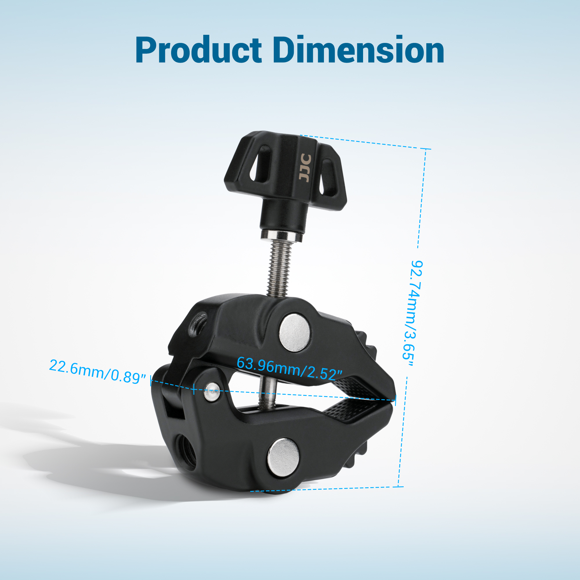 JJC Multi-Function Power Clamp Two 1/4"-20 & One 3/8"-16 Threaded Holes Mount On Hole Pipe Within 12–60 mm Thickness Range for Conference Video Recording Live Streaming Various Other Shooting Scenarios Camera Accessories - Image 6